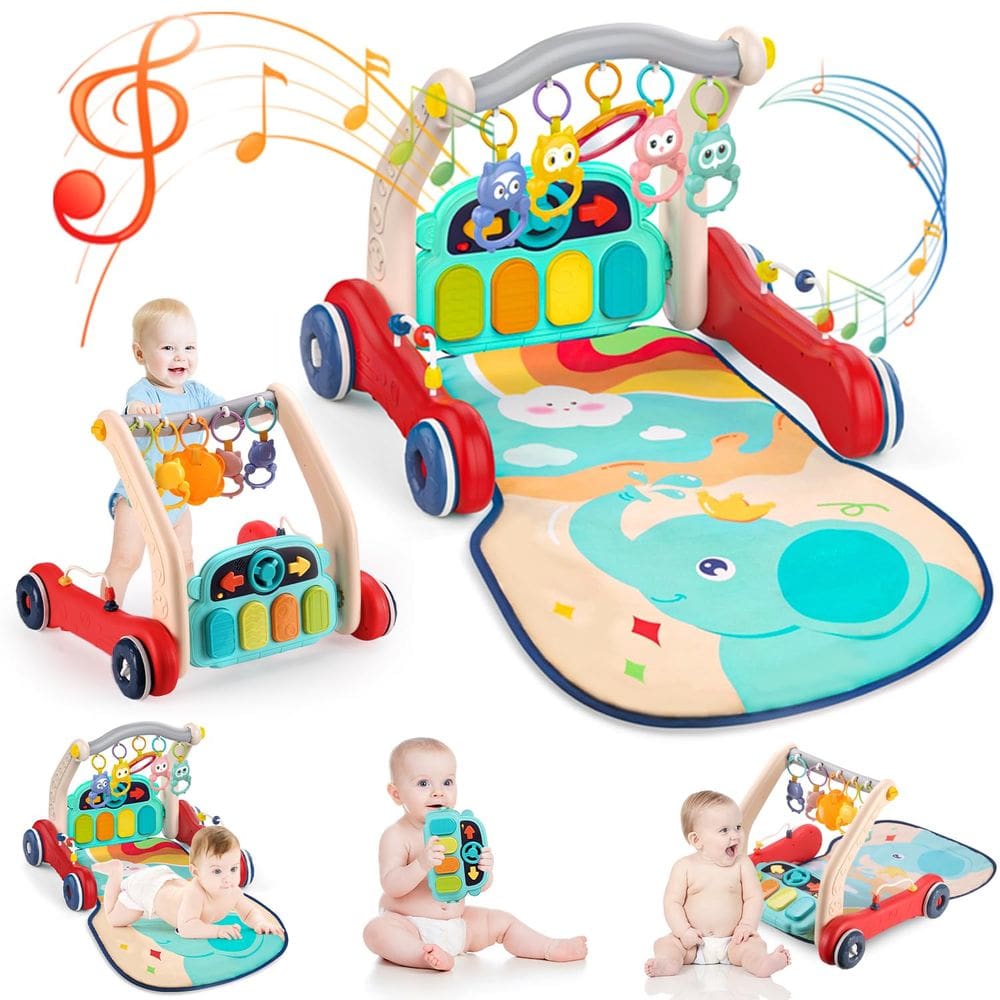 Baby Play Mat Pakoo Baby Gym com andador e 5 brinquedos sensoriais 0-12M
