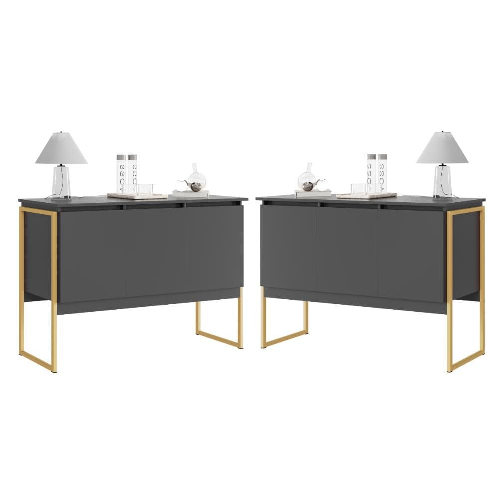 Jogo de Buffets Modernos Verona Preto Dourado