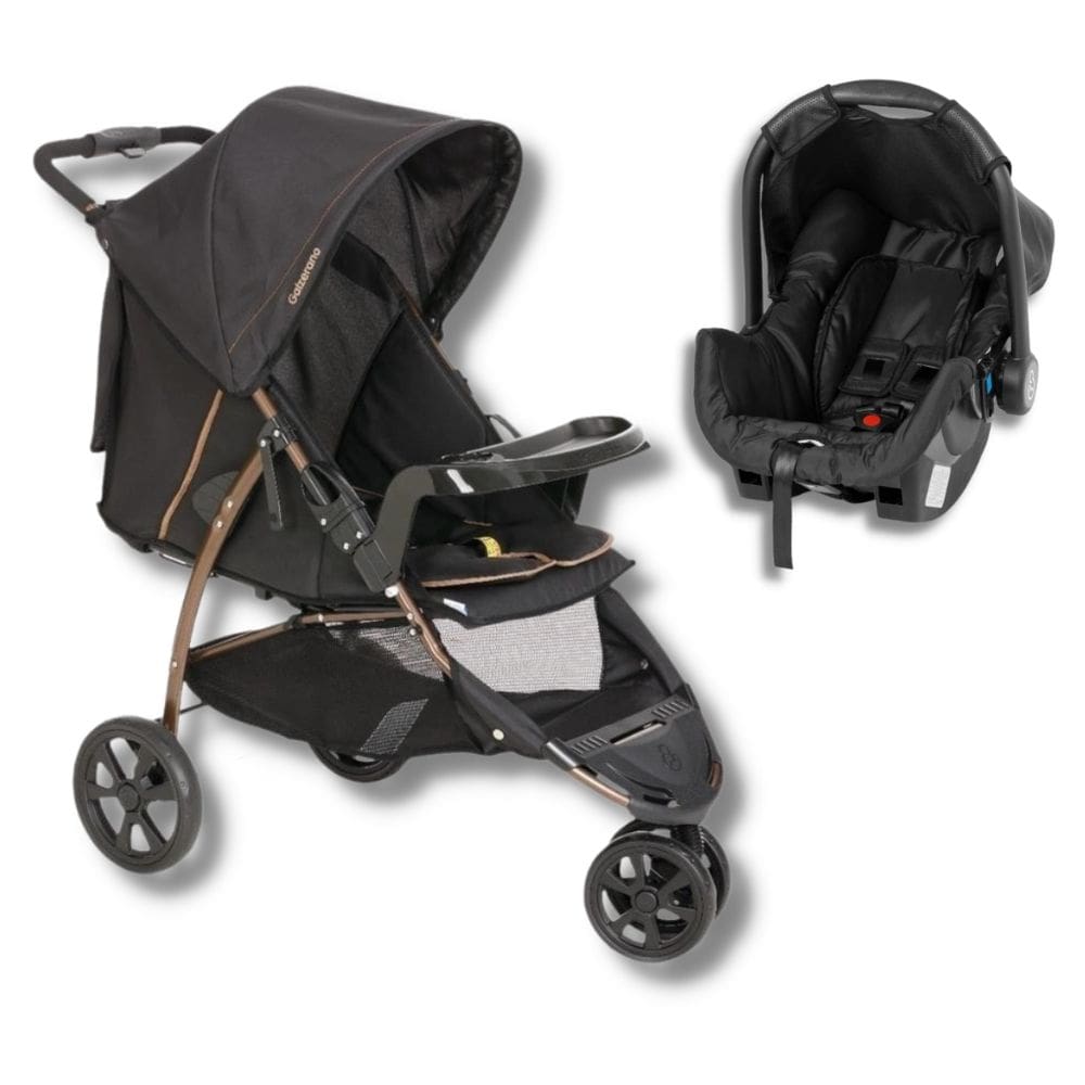 Carrinho Cross Trail Preto/Cobre + Bebe Conforto Grid - Galzerano