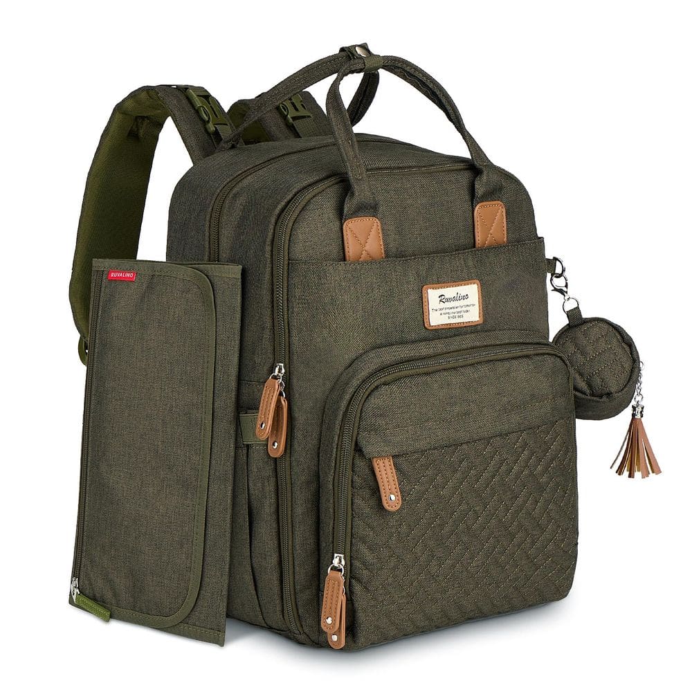Mochila para fraldas RUVALINO Multifuncional Impermeável Verde