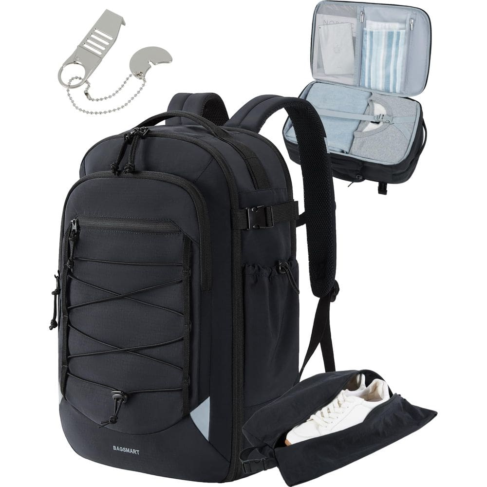 Mochila BAGSMART Carry On Travel 30L com bolsa de sapatos 17,3 polegadas preta
