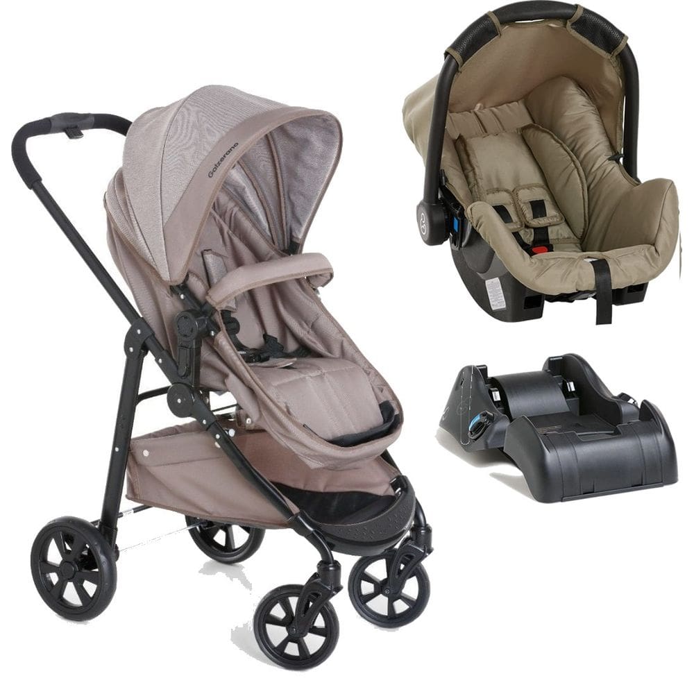 Carrinho Olympus Chocolate + Bebe Conforto Grid + Base - Galzerano