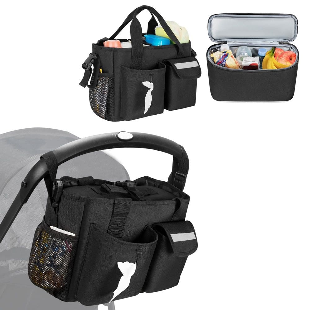 Organizador de carrinho de criança GRAOSO Universal com refrigerador preto