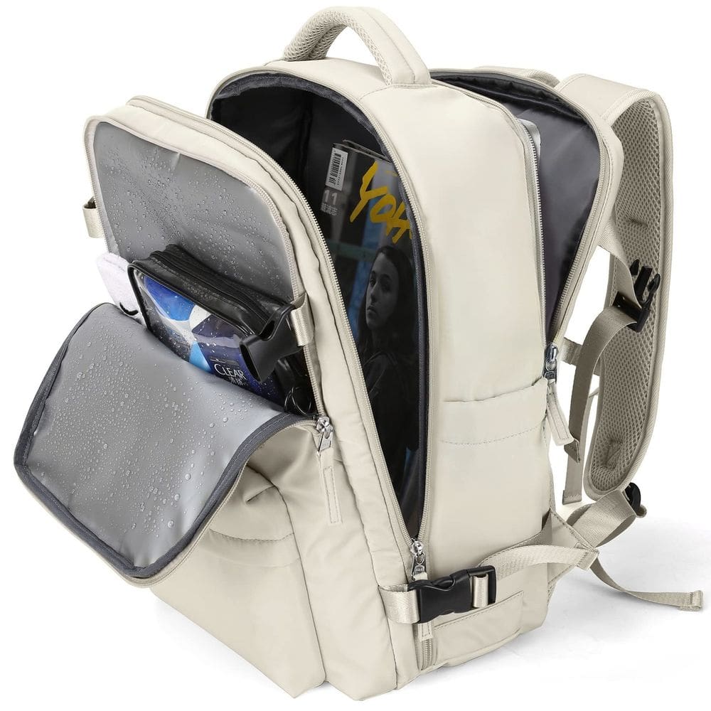 Mochila de viagem WONHOX grande impermeável para mulheres bege