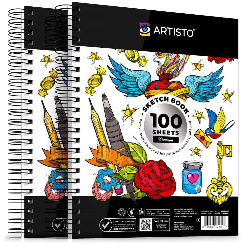 Caderno de esboços Artisto Premium 9x12cm, 200 folhas, pacote com 2