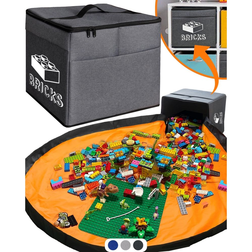 Organizador de armazenamento de brinquedos STARSIKO XL com tapete de jogo 13x13x15 polegadas