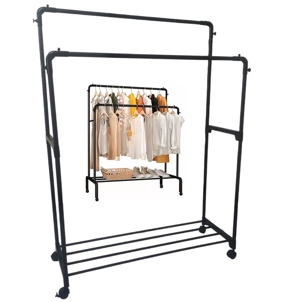 Arara Dupla Cabideiro Sapateira Roupa Sapato Blusa Tenis Sandalia Chapeu Bolsa Quarto Closet Loja Casa Apartamento Multiuso Rodinhas Organizaçao