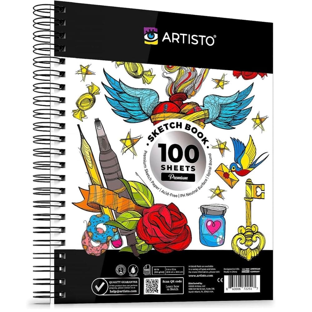 Caderno de Desenho Artisto Premium 9x12in 100 folhas 100gsm
