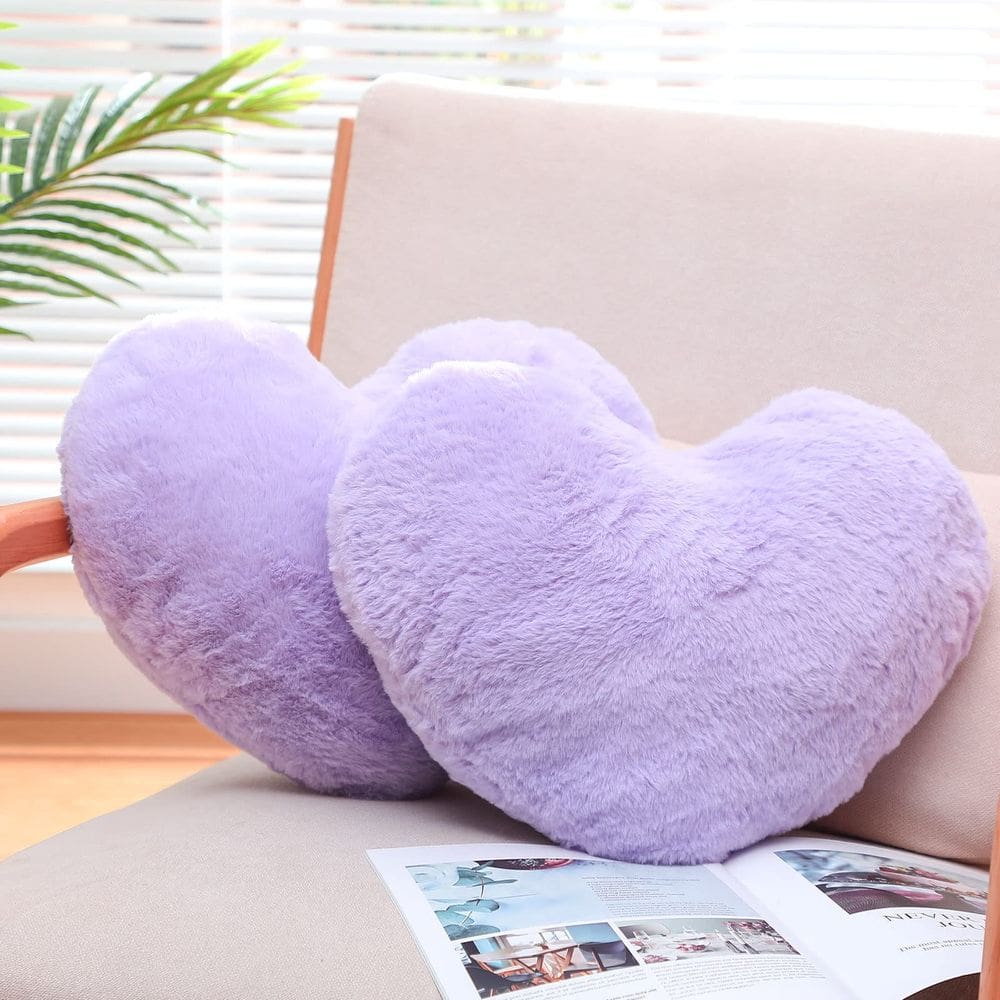 Almofada Remerry Soft Heart Shaped Faux Rabbit Lilac x2