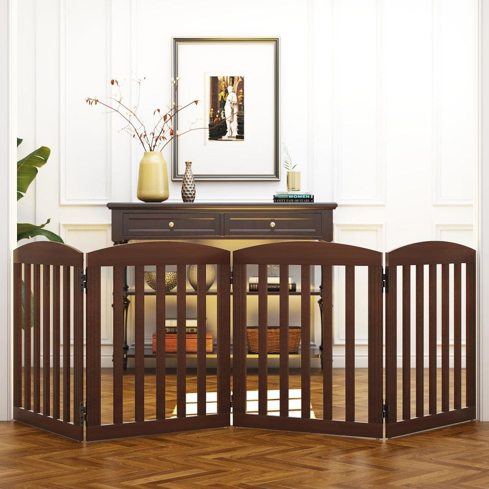 Dog Gate Spirich 96 Extra Wide 71 de altura, madeira, interior, marrom