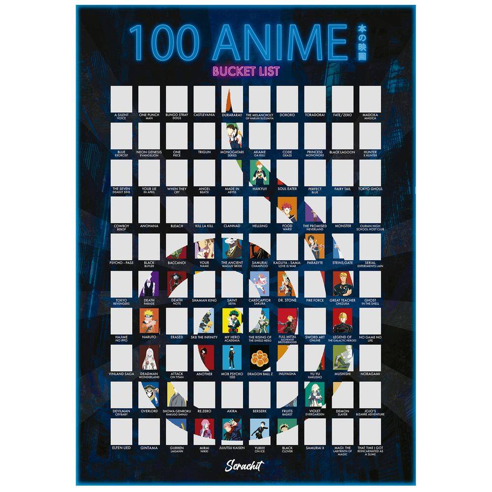 Top 100 do pôster Scrachit Anime Scrachit Scratch Off com lista de desejos