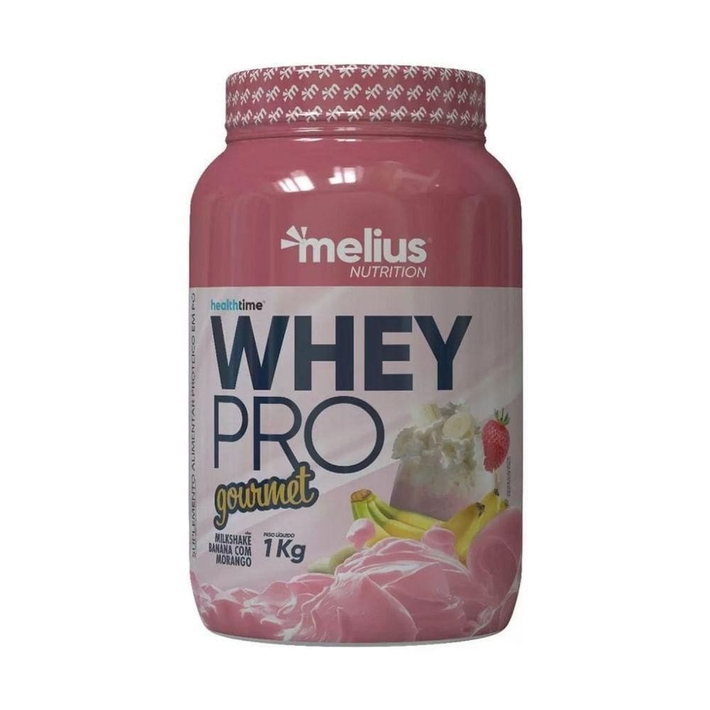 Whey Pro Gourmet (1kg) - Sabor: Milkshake Banana C- Morango