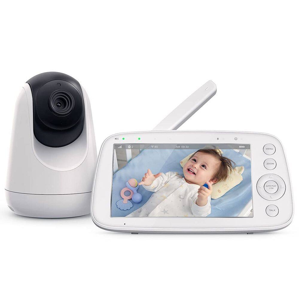 Monitor de bebê HiPp 5 720P, vídeo com câmera Pan-Tilt-Zoom de 900 pés