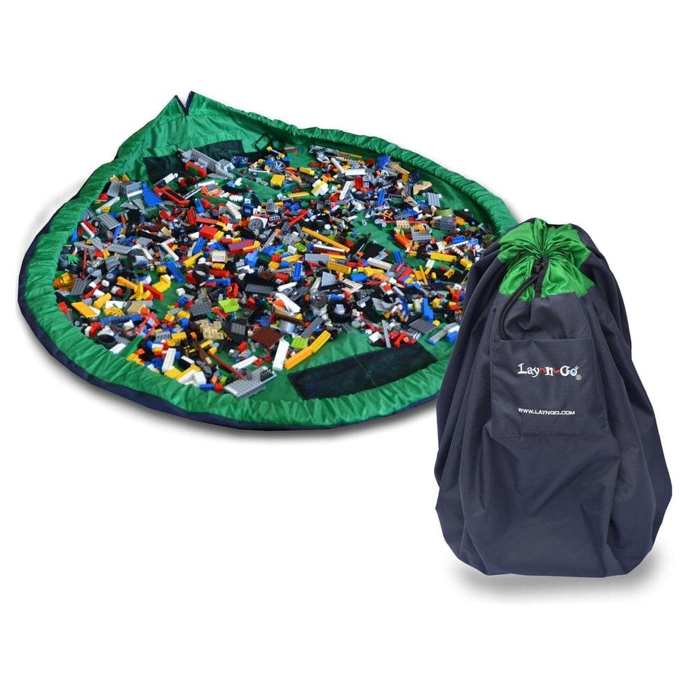 Bolsa organizadora de armazenamento de brinquedos Lay-n-Go 4 em 1 com cordão verde