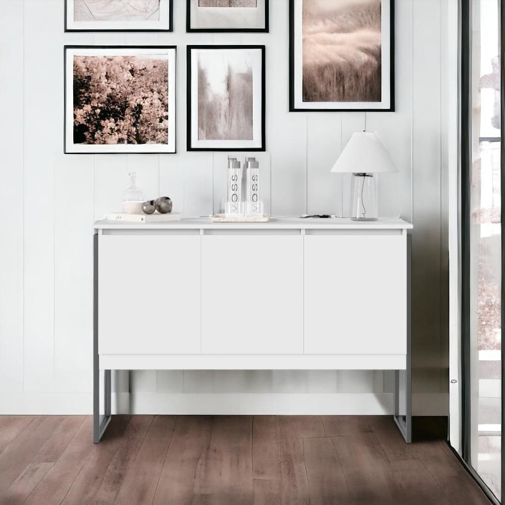 Aparador Buffet com 3 Portas Bari Branco Preto