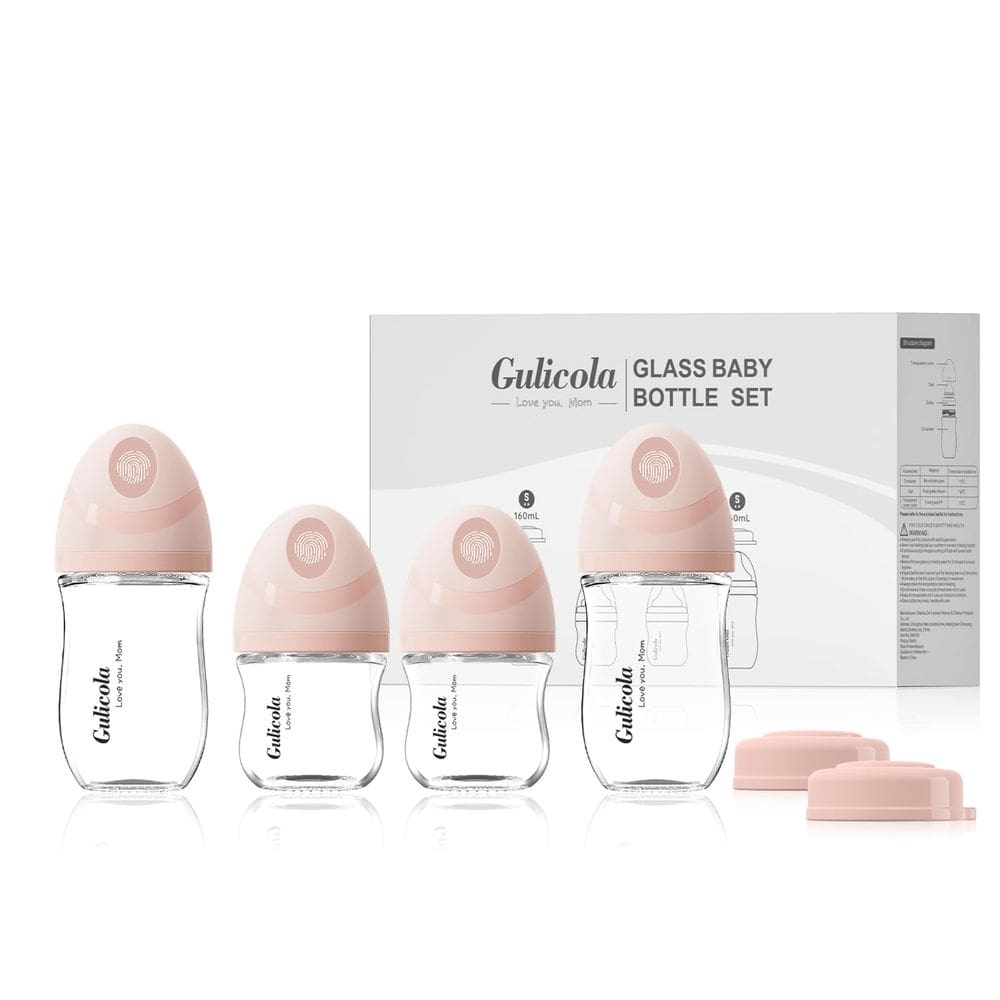 Conjunto de mamadeiras de vidro Gulicola Natural 90mL e 150mL, pacote com 4