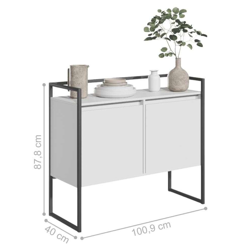 Buffet 2 Portas Compacto Rocky Branco Preto