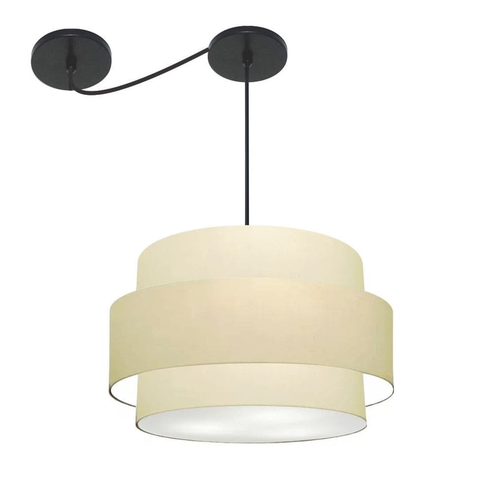 Lustre Sala de Jantar Com Desvio Vivare Md-4400 Cúpula em Tecido 55cm