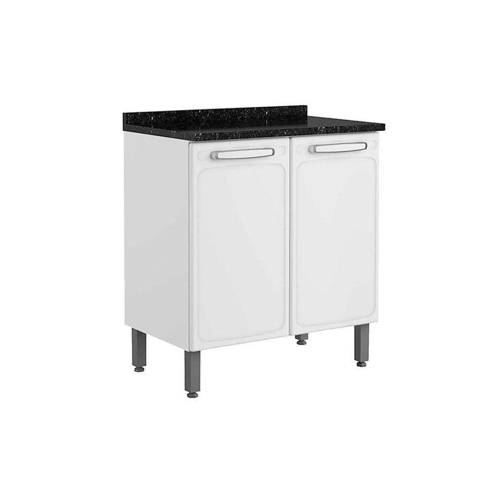 Balcão Cozinha p/ Cooktop c/ Tampo Evidence 7120 c/ 2 Portas 80cm Branco - Bertolini