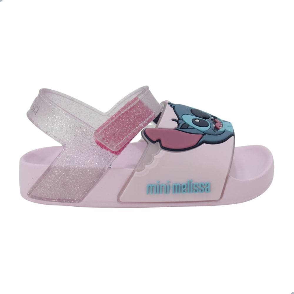 Sandália Mini Melissa Flowing Sandal + Stitch Rosa