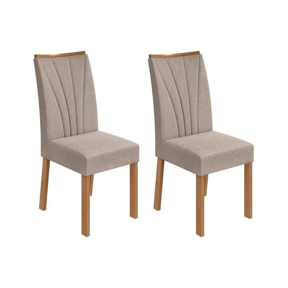 Kit 2 Cadeiras Sala Jantar Apogeu 2 Un Amendoa/Linho Rizai Bege - Lopas