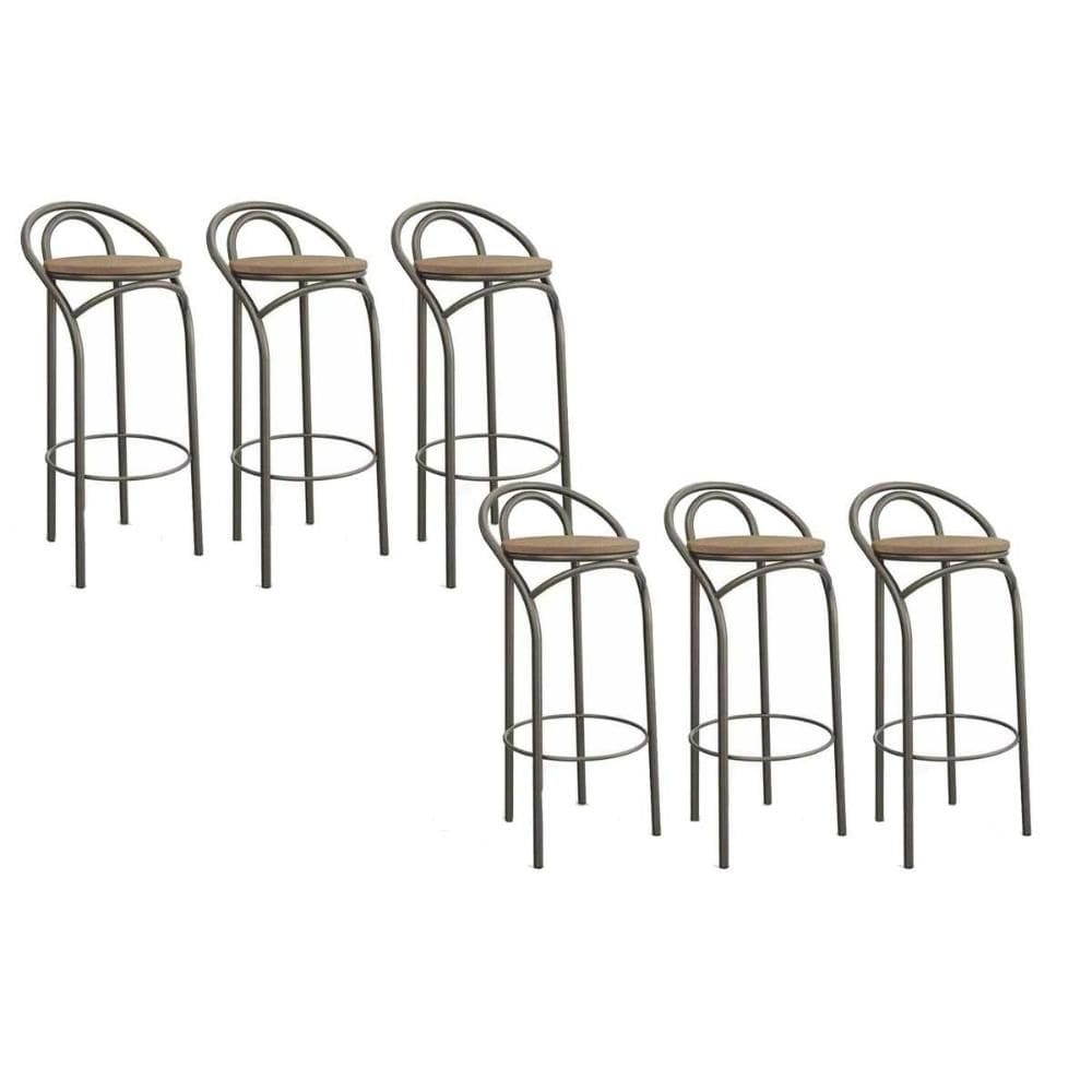 Banqueta de Cozinha Dublin 1B706 Kit 6 Un Bronze/Capuccino 31 - Kappesberg