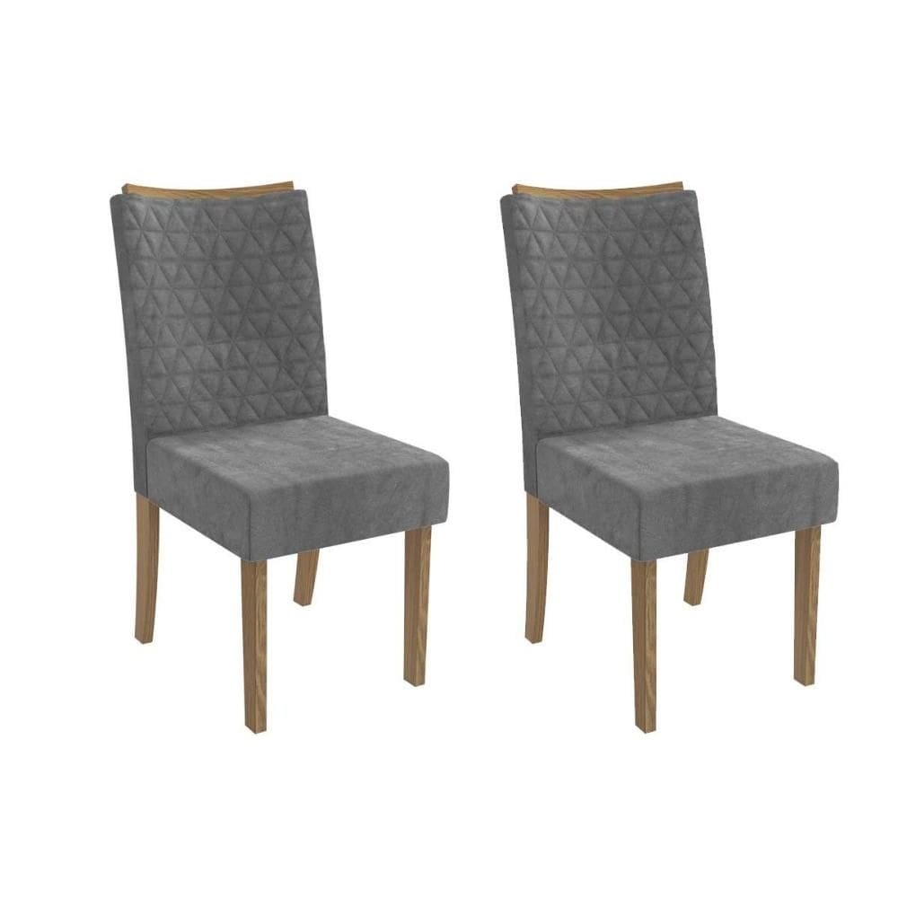 Cadeira de Cozinha 2CAD129 Kit 2 Un Canela/Suede Cinza - Kappesberg