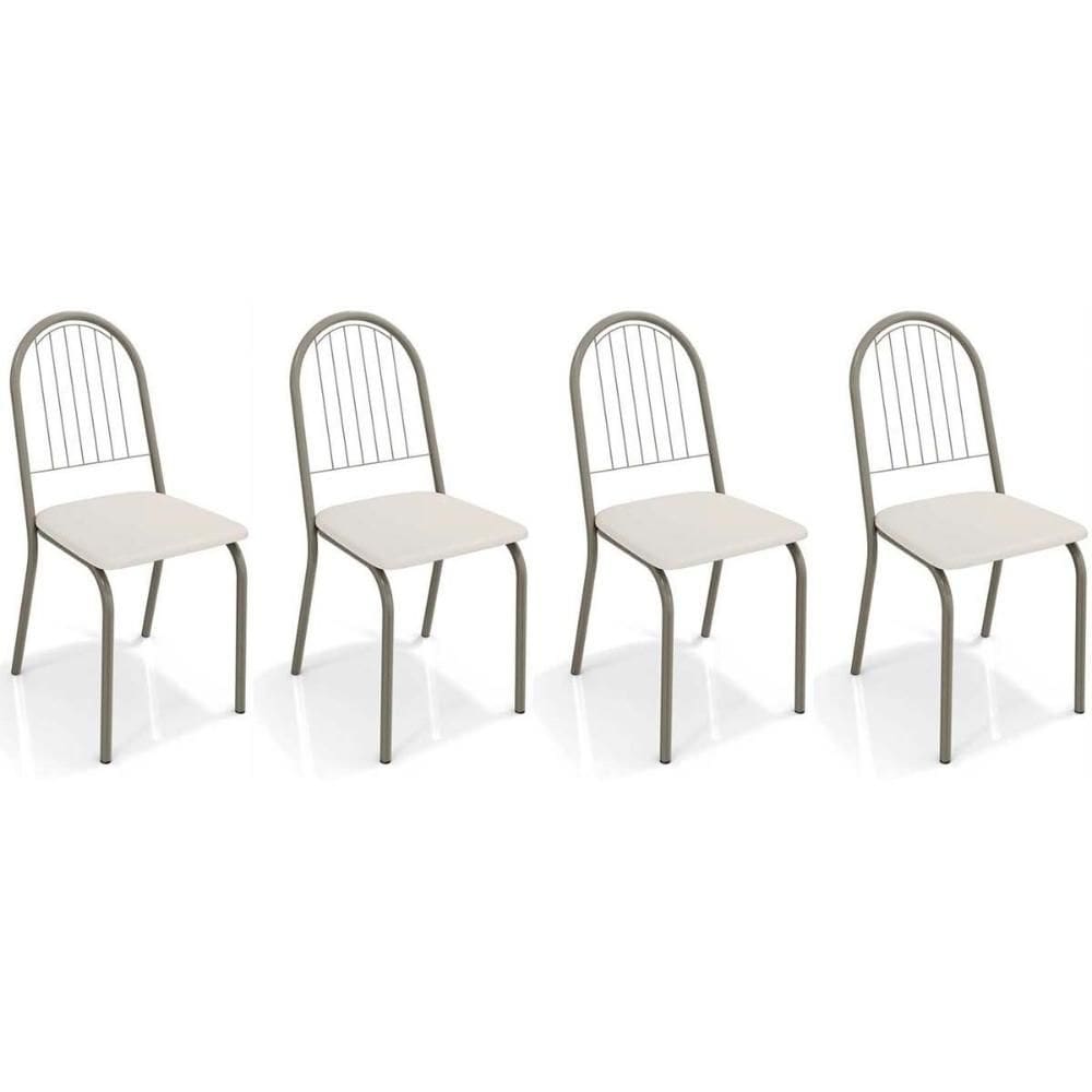 Cadeira de Cozinha Noruega 2C077 Kit 4 Un Niquel/Branco 106 - Kappesberg