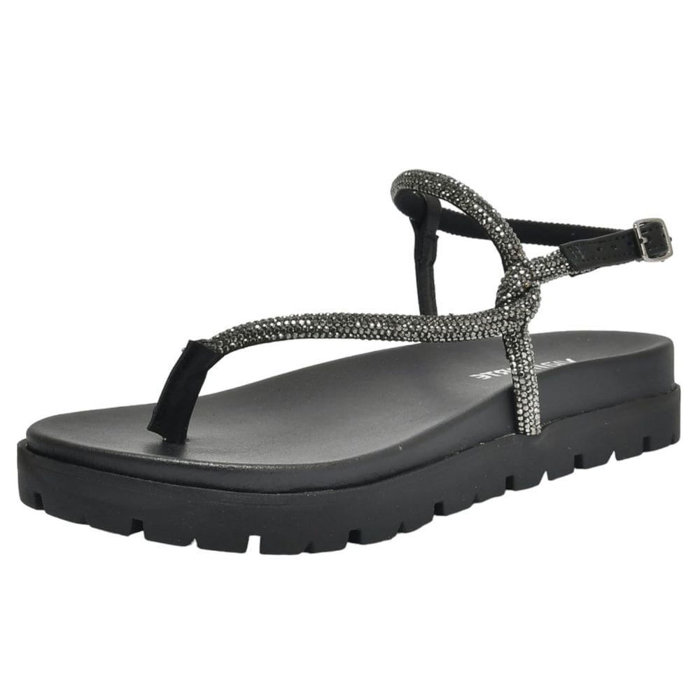 Sandália Feminina Flatform Tiras Strass Via Marte