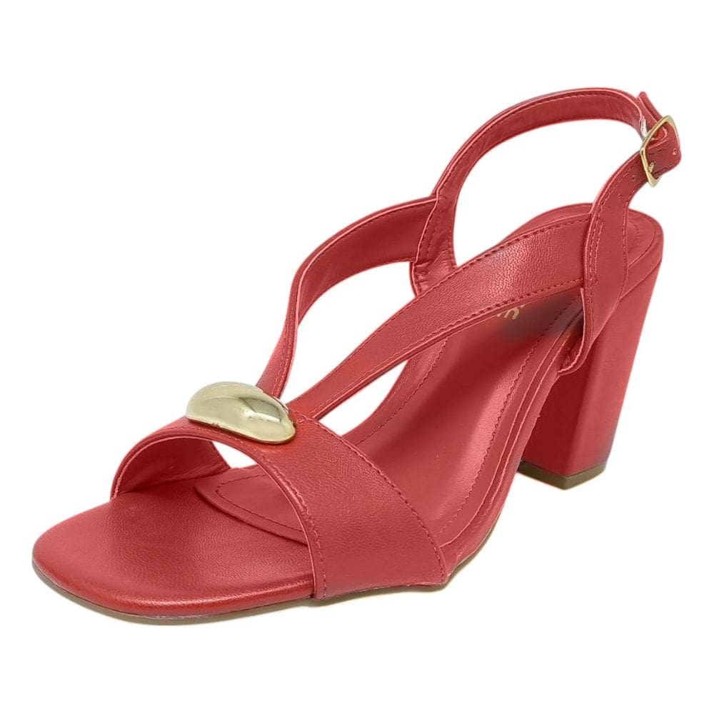 Sandália Feminina Salto Alto Bloco Conforto Estilo Via Marte