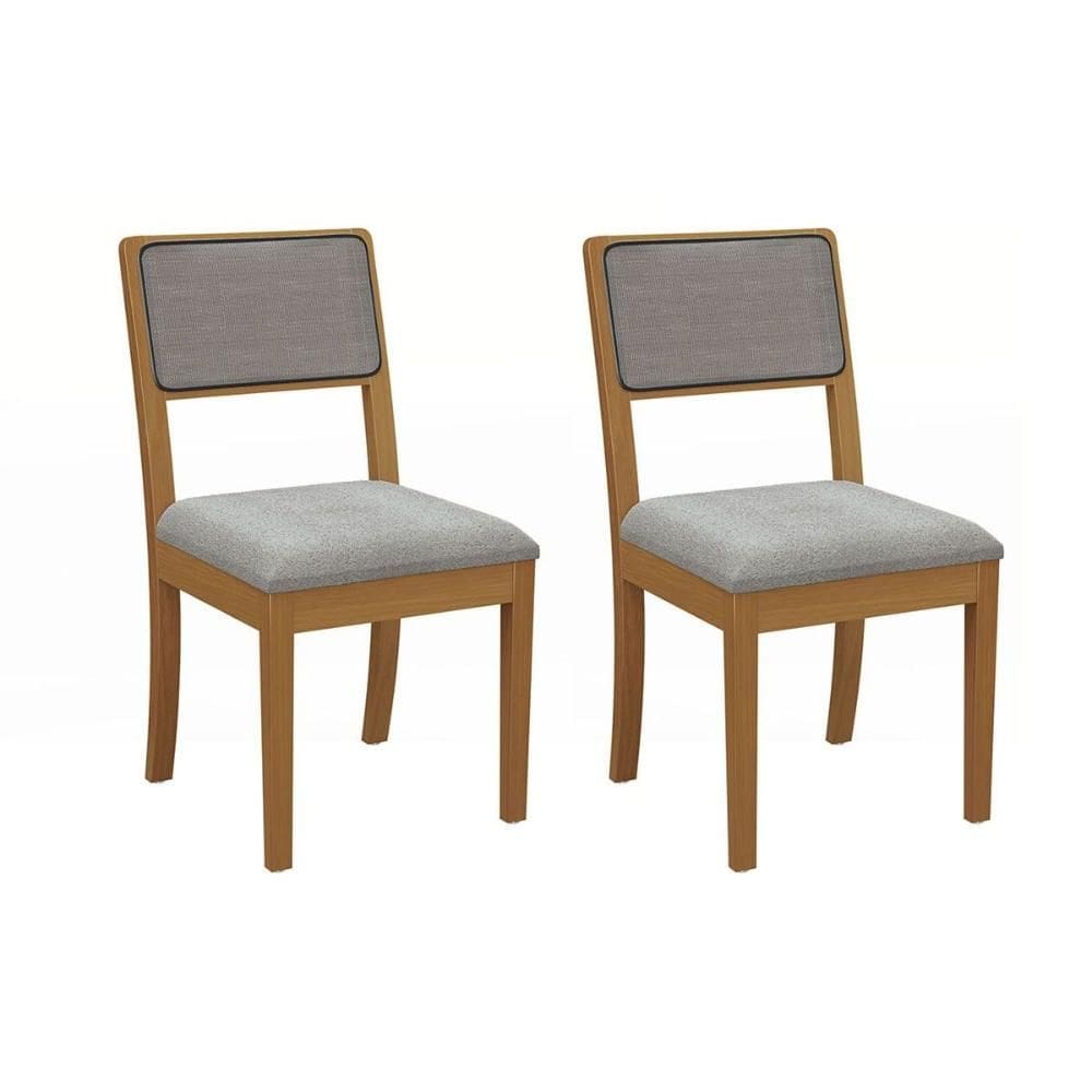 Cadeira de Cozinha Alice Madeira Maciça 2CMM006CA Kit 2UN Carvalho/Boucle Cinza - Kappesberg
