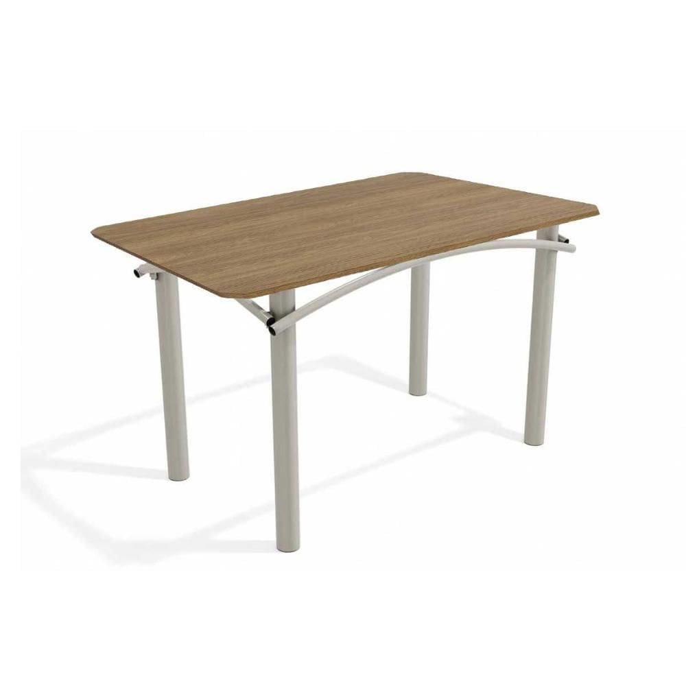 Mesa p/ Cozinha Elba Aço c/ Tampo Madeirado 136x90cm Niquel/Nogueira - Kappesberg