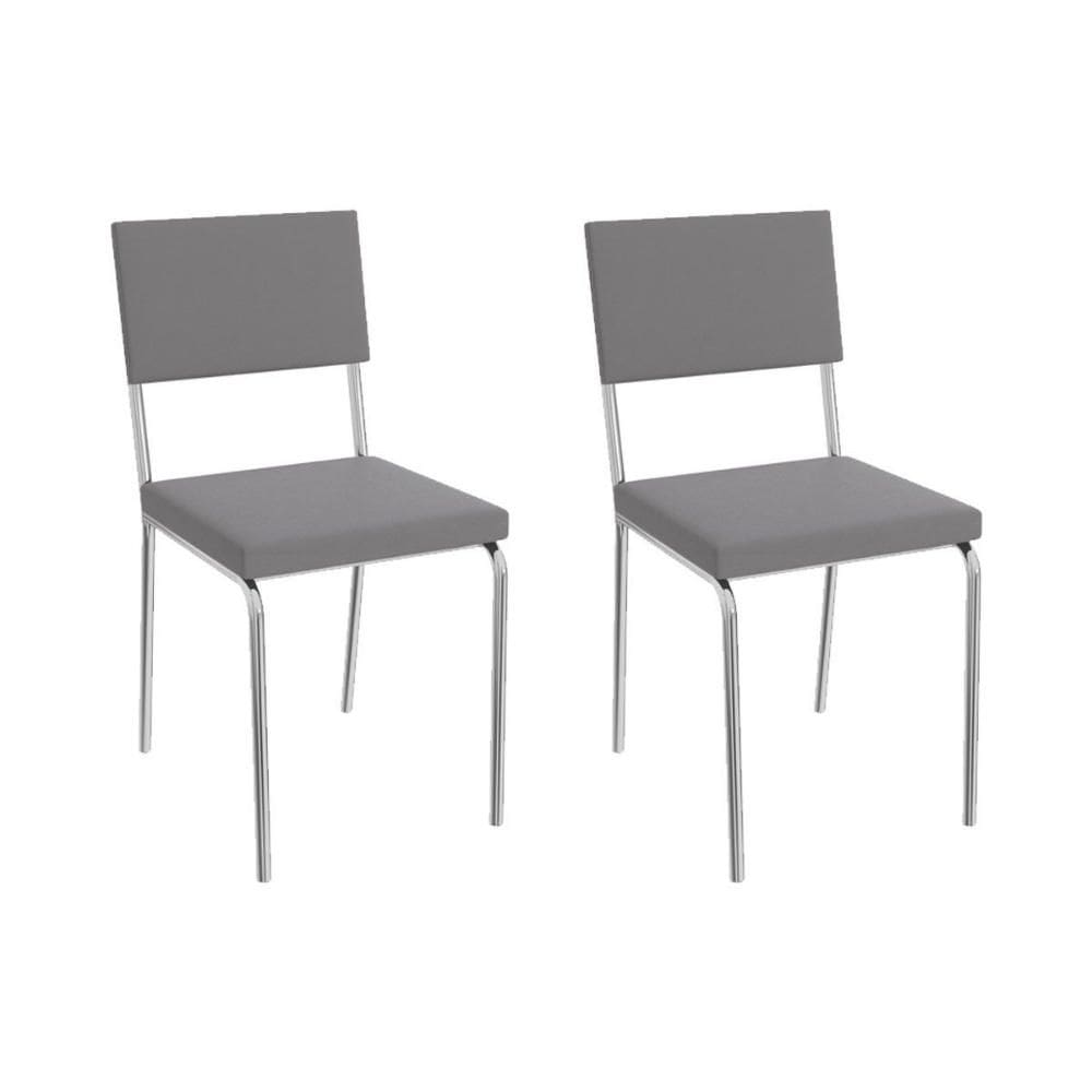 Cadeira de Cozinha Zaria 2C128 Aço Kit 2 Uni Cromado/Suede Cinza - Kappesberg