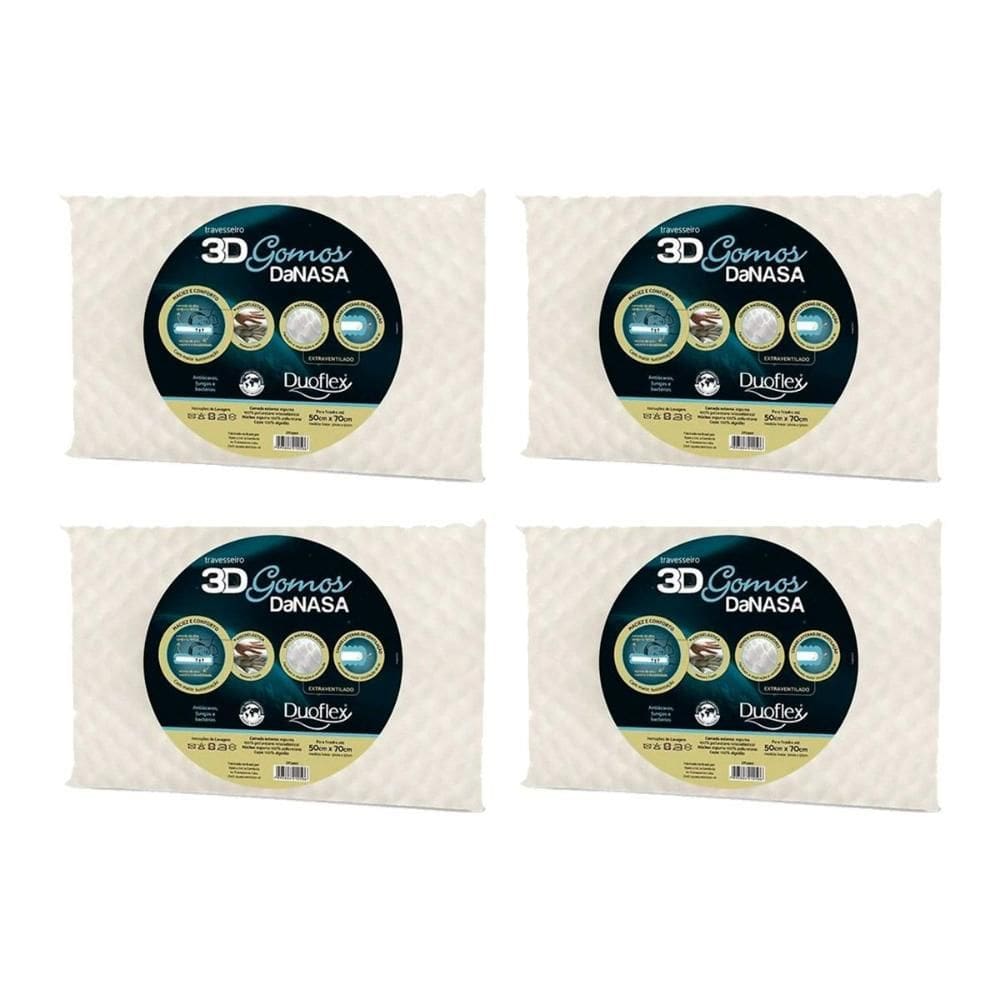 Travesseiro Viscoelástico 3D Gomos DaNasa DT3200 Kit c/ 4 Un (45x65) - Duoflex