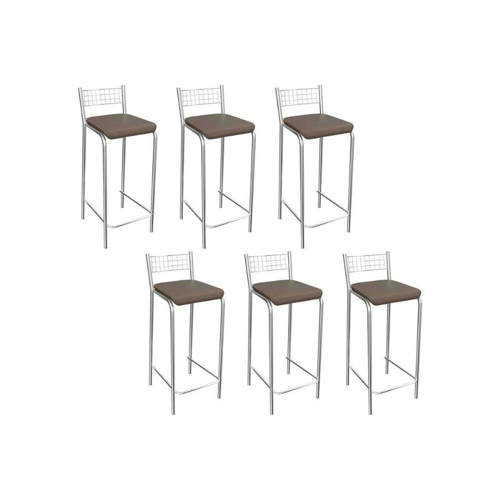 Banqueta de Cozinha Gênova B705 Kit 6 Un Cromado/Marrom 21 - Kappesberg