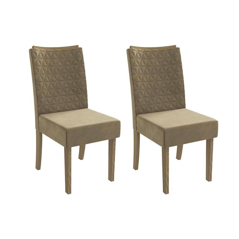 Cadeira de Cozinha 2CAD129 Kit 2 Un Canela/Suede Bege - Kappesberg