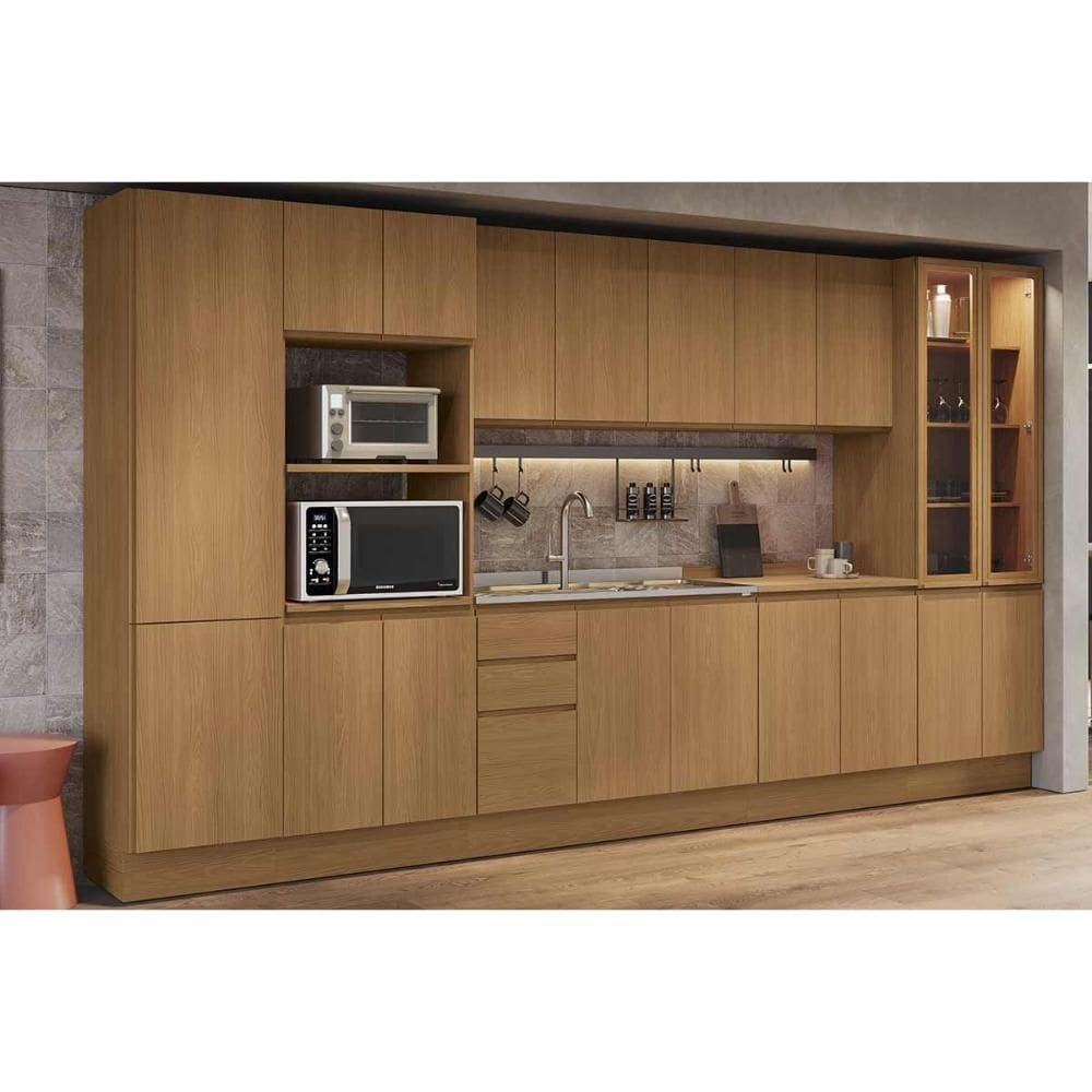 Cozinha Modulada Completa Ciela 8 Peças (2Aéreos+2Balcões+3Paneleiros+1Complemento) C8P78 Canela - Kappesberg