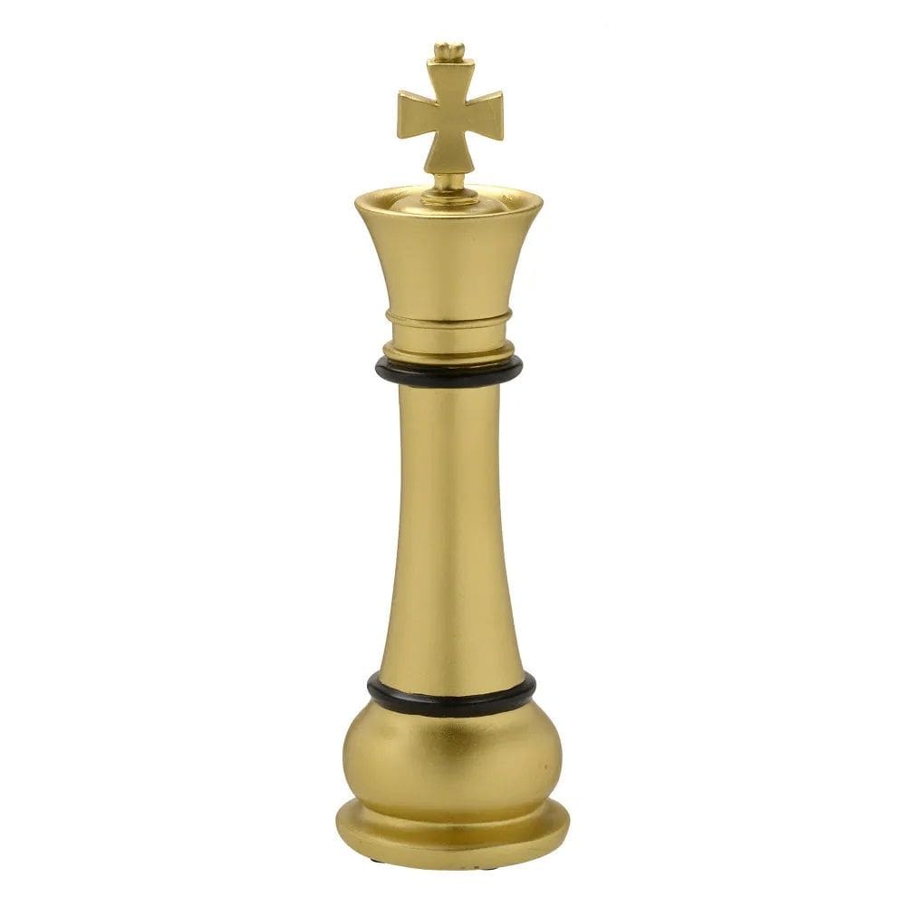Escultura Rei Decorativo Xadrez Em Resina 33Cm