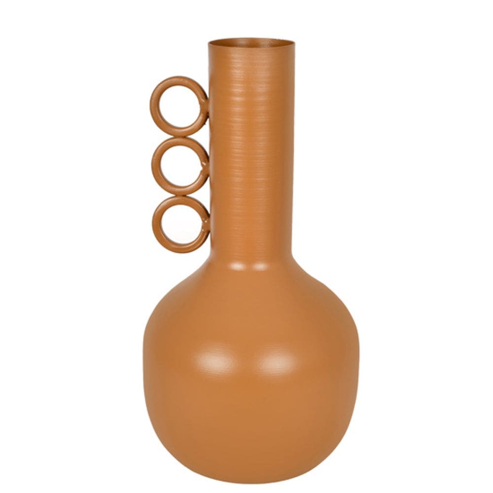 Vaso Em Ferro Elos Fosco Caramelo 22Cm