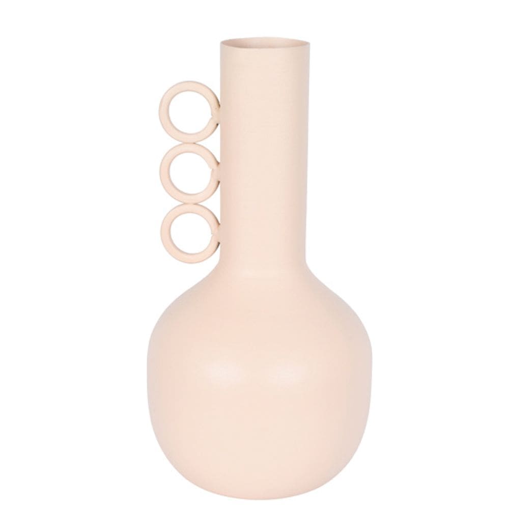 Vaso Em Ferro Elos Fosco Bege 22Cm