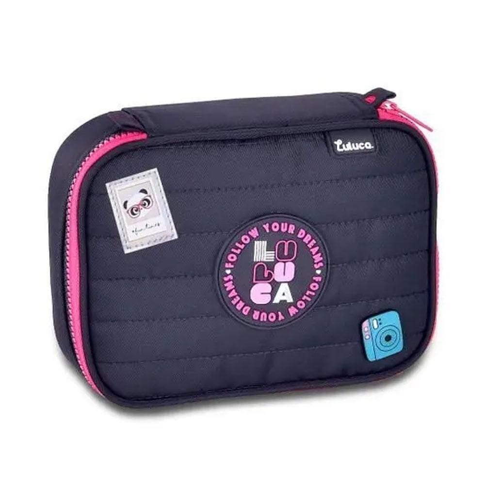 Estojo Báu Escolar Luluca Puffer Azul Escuro Clio