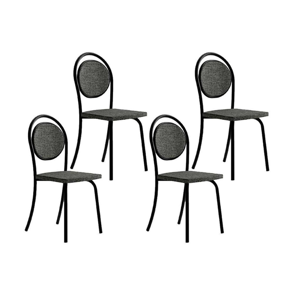 Cadeira de Cozinha 1738 Kit 4 Uni Preto/Grafite - Preto - Carraro