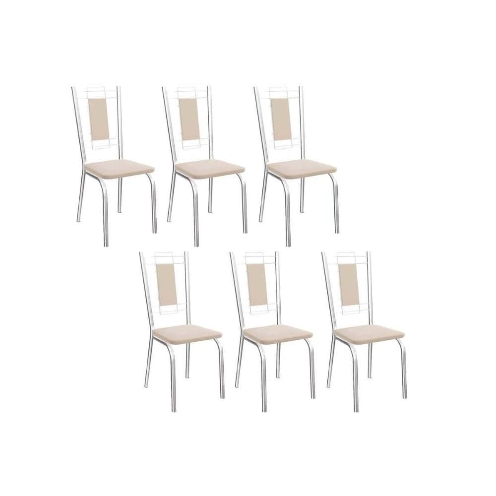 Cadeira de Cozinha Florença 2C005 Aço Kit 6 Uni Cromada/Nude 16 - Kappesberg