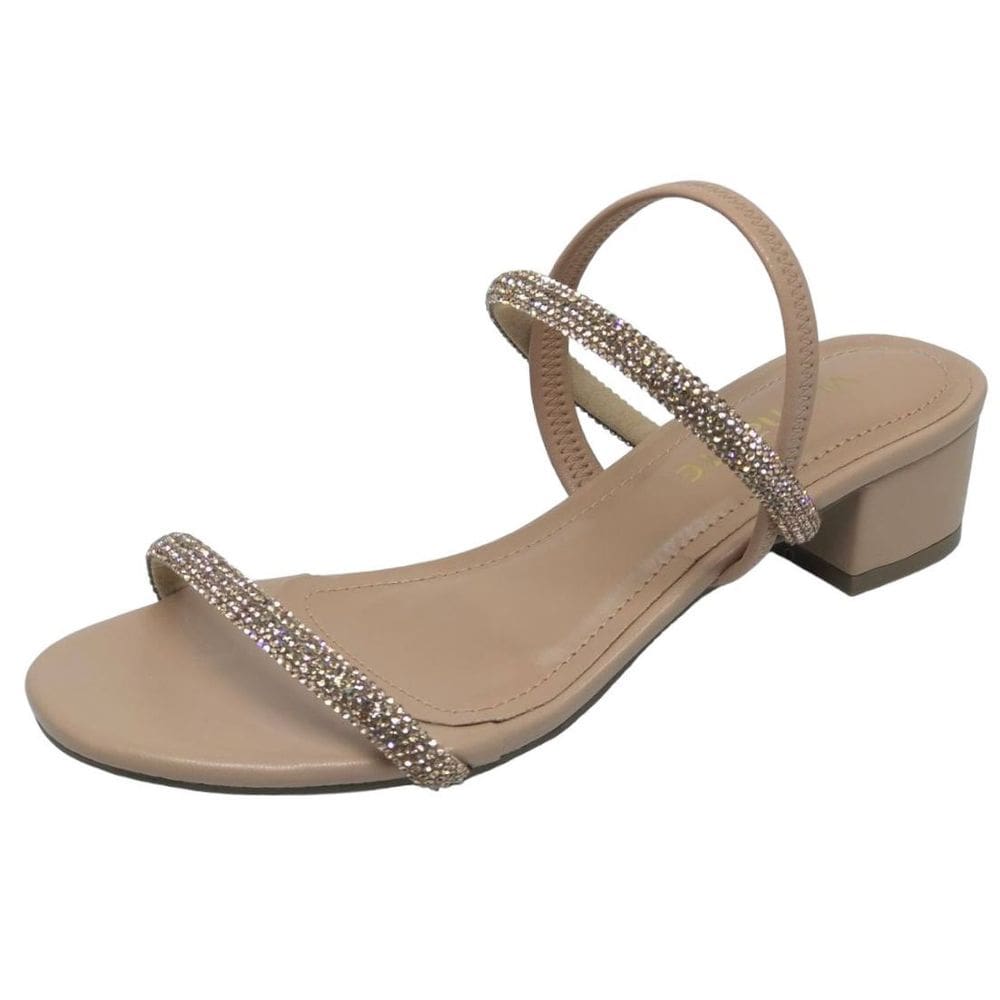 Sandália Salto Baixo Tira Strass Via Marte Casual Conforto