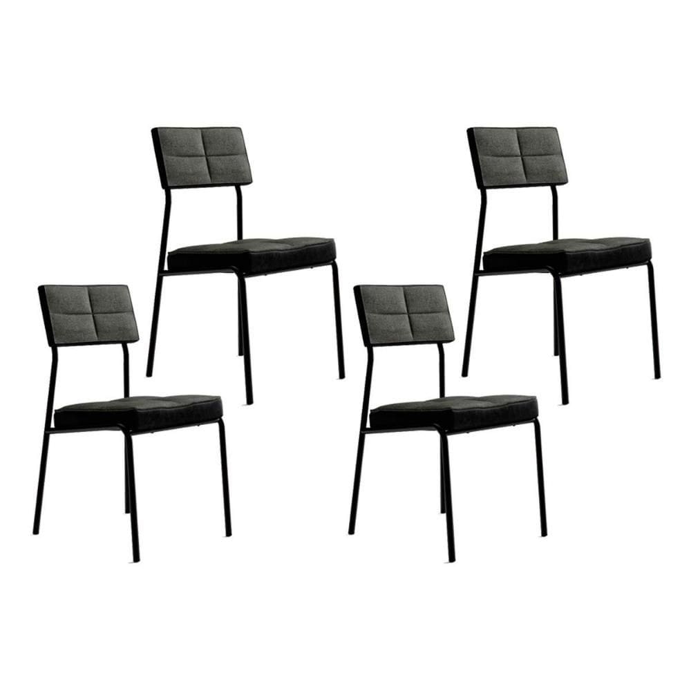 Cadeira de Cozinha Neo 1740 Kit 4 Uni Preto/Grafite - Preto - Carraro