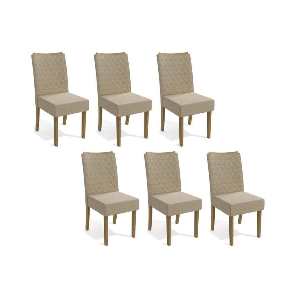 Cadeira de Cozinha 2CAD129FR Kit 6 Un Freijó/Linho Bege A019 - Kappesberg