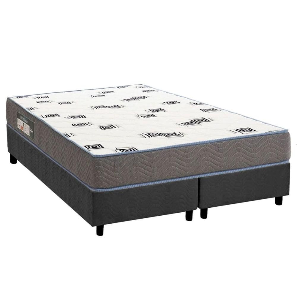 Conjunto Box Queen: Colchão Espuma Ortobom D33 Light Saúde + Base CRC Suede Gray (158x198)