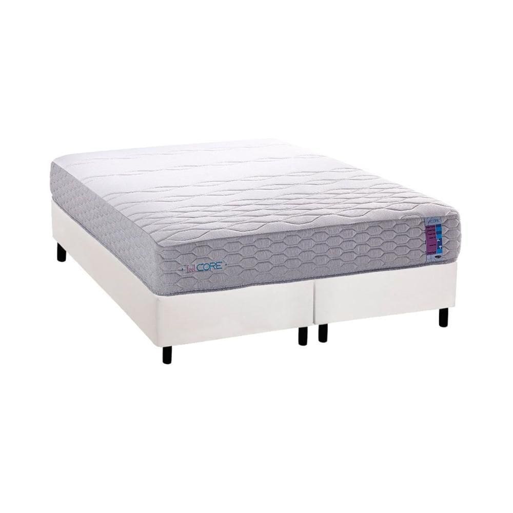 Conjunto Box Queen: Colchão Anatômico Herval D33 / Ag 65 FeelCore + Base CRC Courano White (158x198)