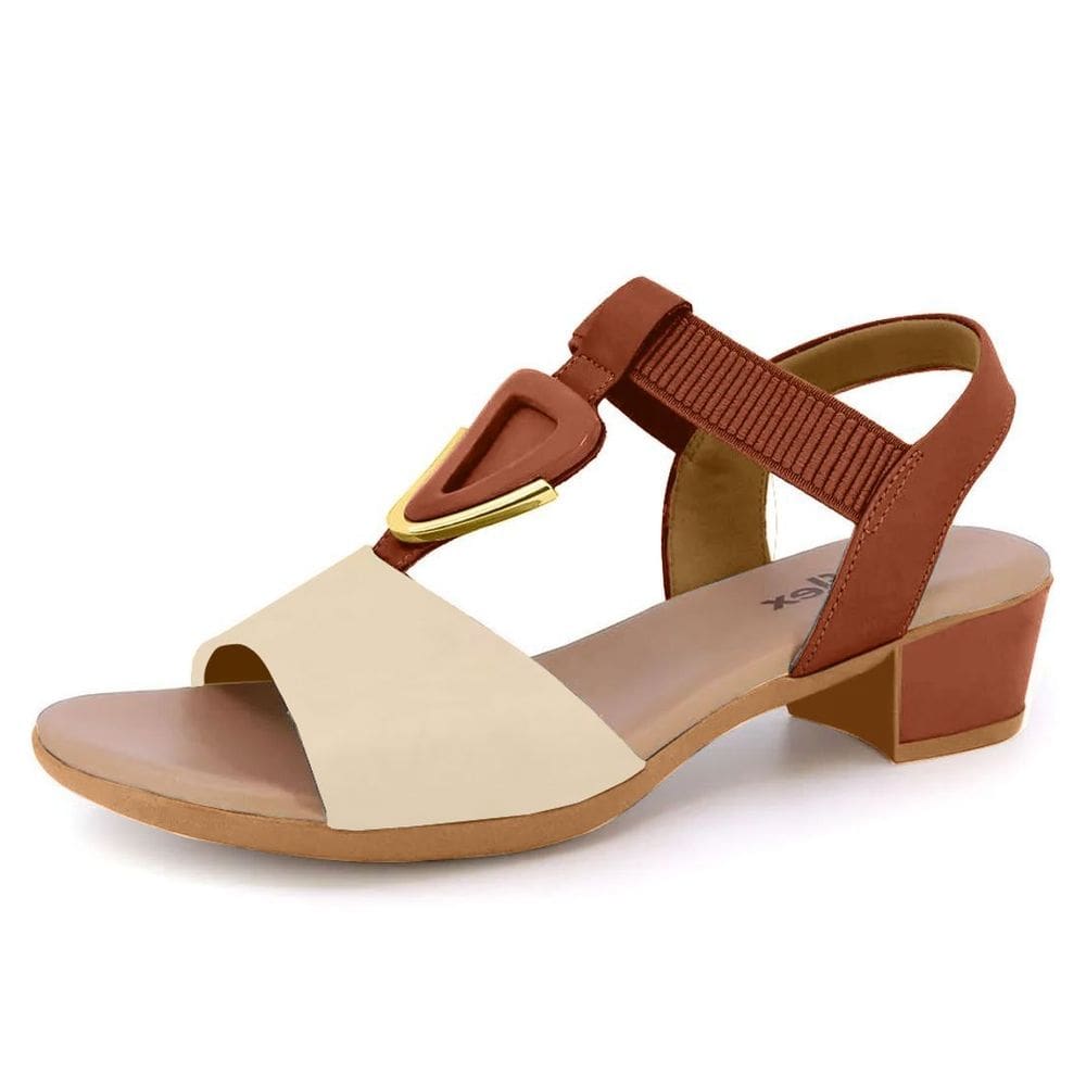 Sandalia Feminina Conforto Couro Salto Baixo Usaflex