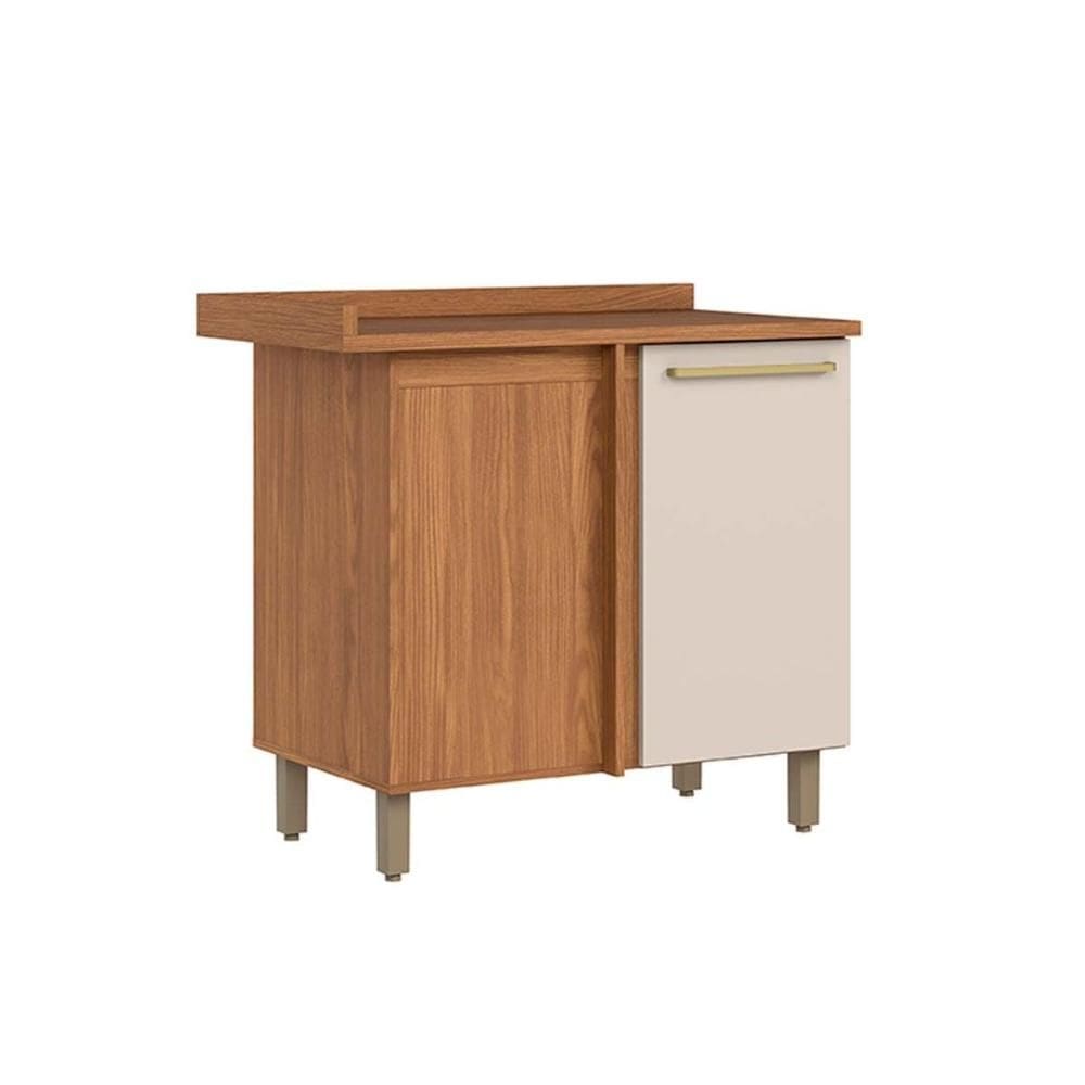 Módulos de Cozinha Henn Requinte Balcão c/ Tampo Requinte Canto Reto c/ 1 Porta 84cm Nature/Areia-Henn